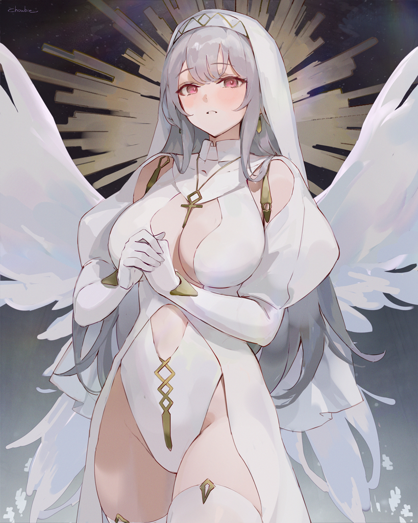 This is a pixiv picture whose title is White Nun.