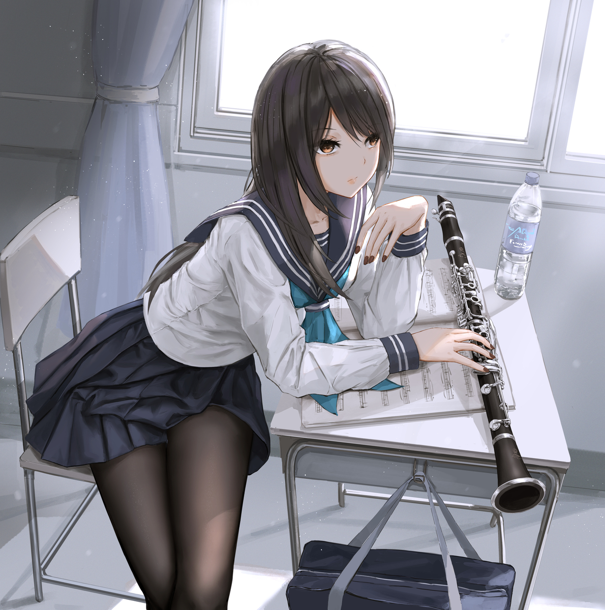 This is a pixiv picture whose title is Clarinet Girl.