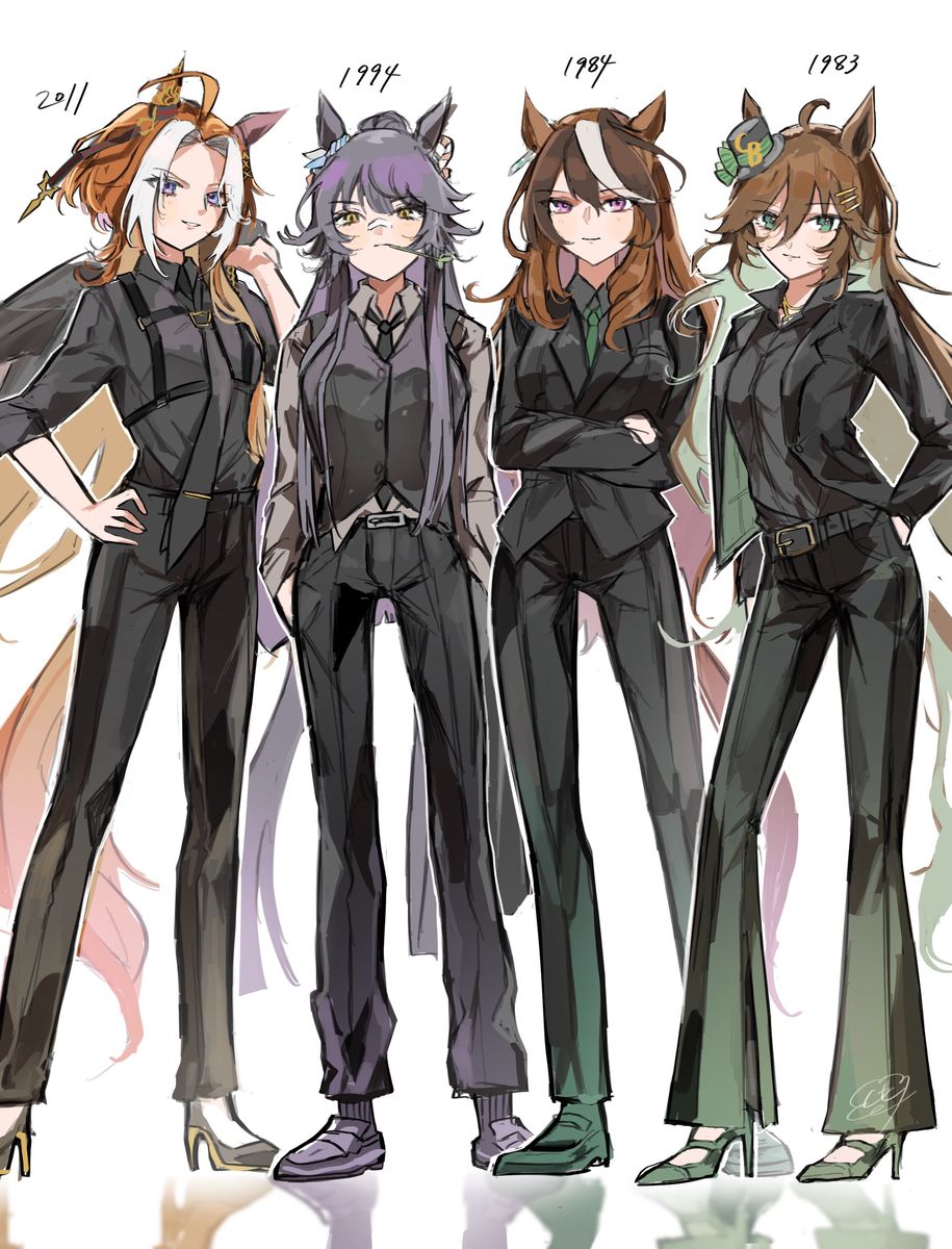 This is a pixiv picture whose title is 三冠ウマ娘4名.