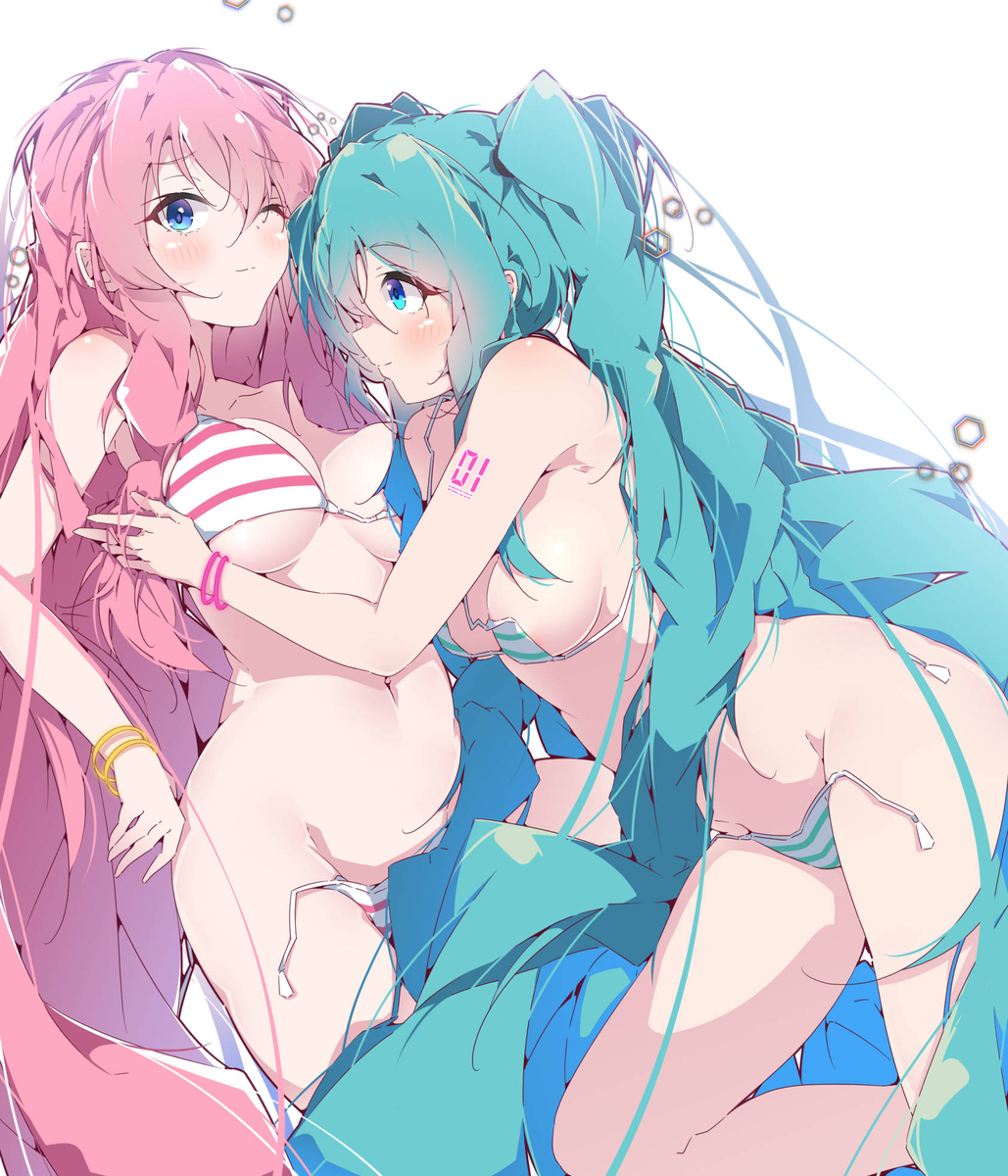 This is a pixiv picture whose title is ミク×ルカ.