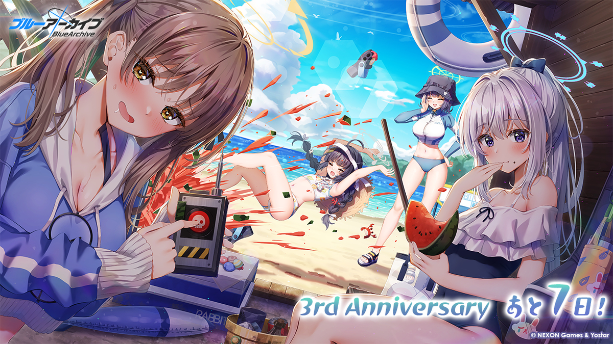 This is a pixiv picture whose title is ブルーアーカイブ3周年お祝いイラスト.
