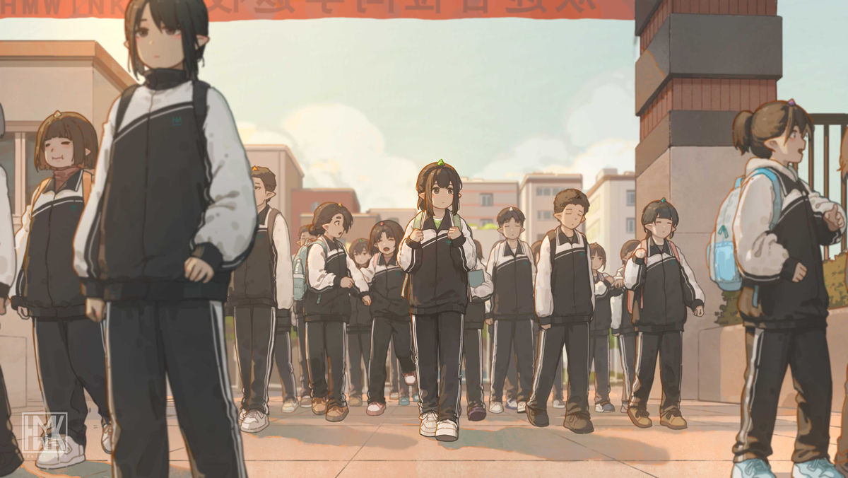 This is a pixiv picture whose title is 小云兮上学记-初中篇-开学.