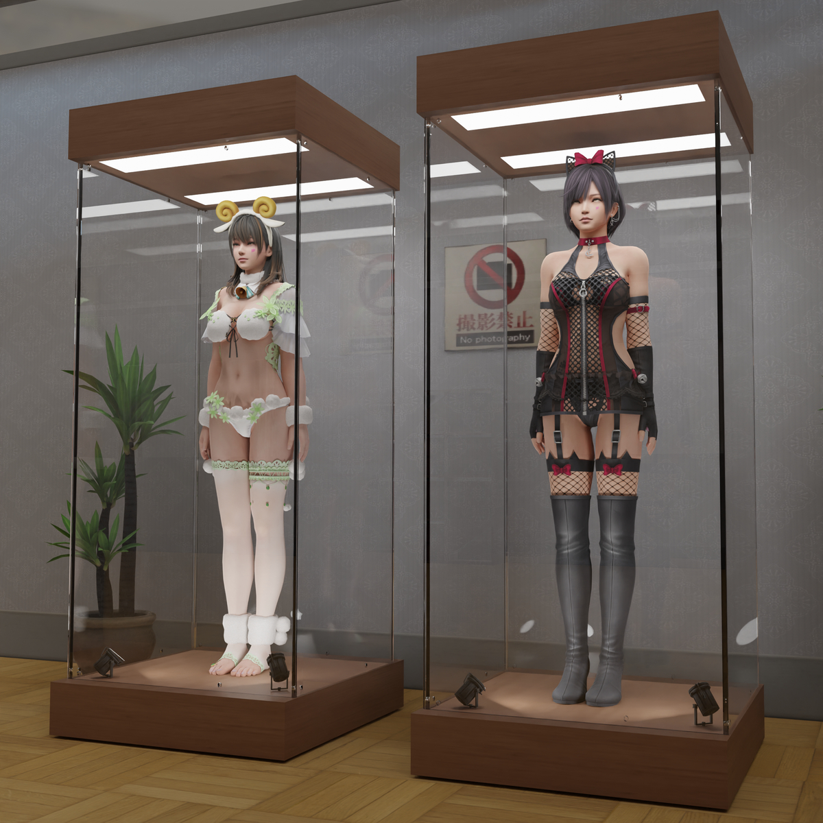 This is a pixiv picture whose title is Nanami & Nagisa on display.