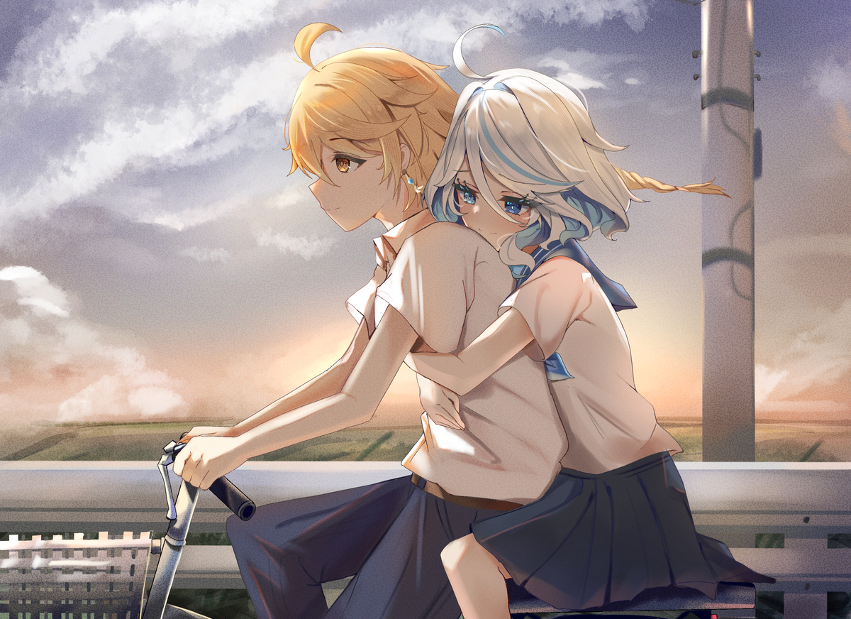 This is a pixiv picture whose title is Bike ride home.