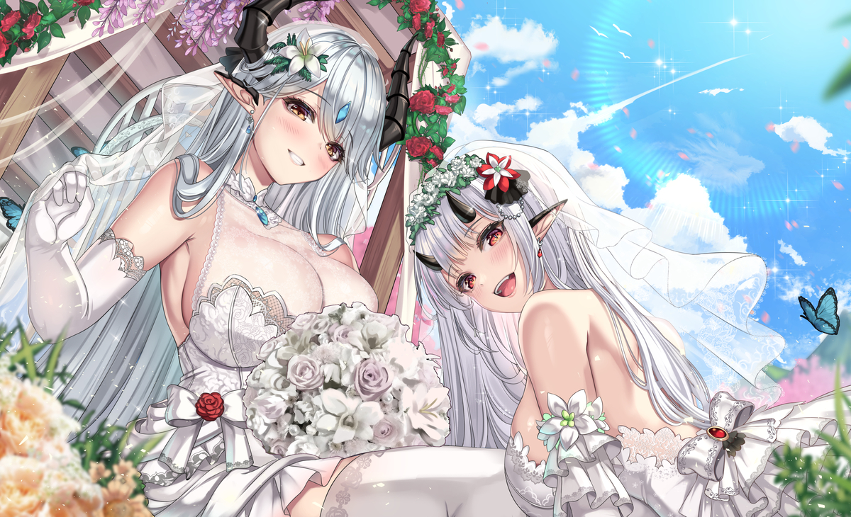 This is a pixiv picture whose title is Spring Bride Luna&Yufine.