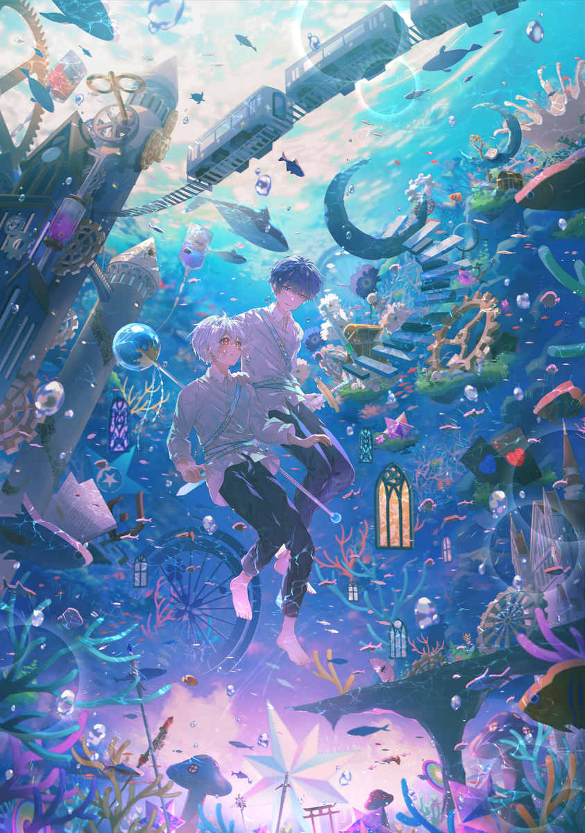 This is a pixiv picture whose title is ウミユリ海底譚.