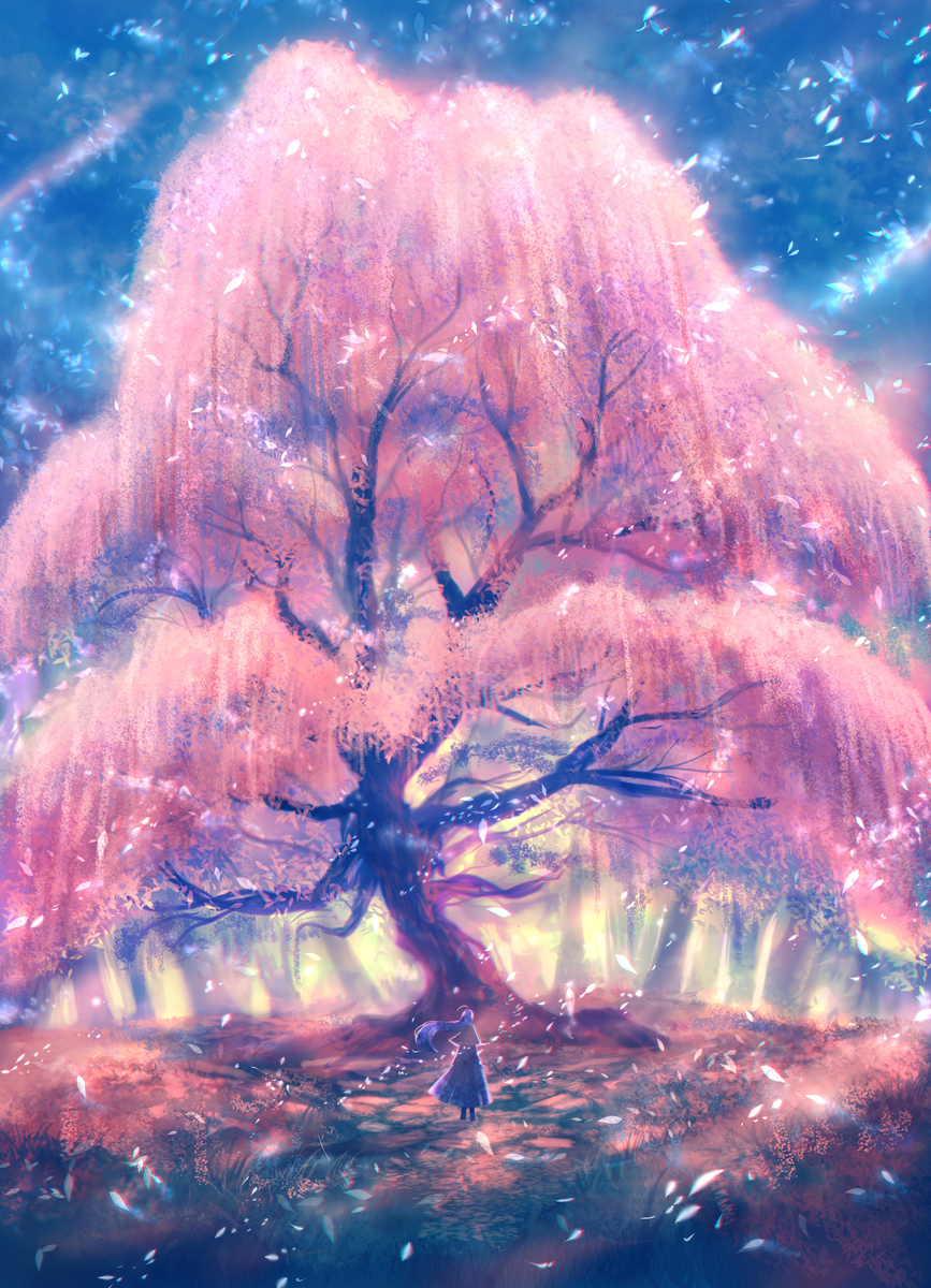This is a pixiv picture whose title is 桜花の雫.