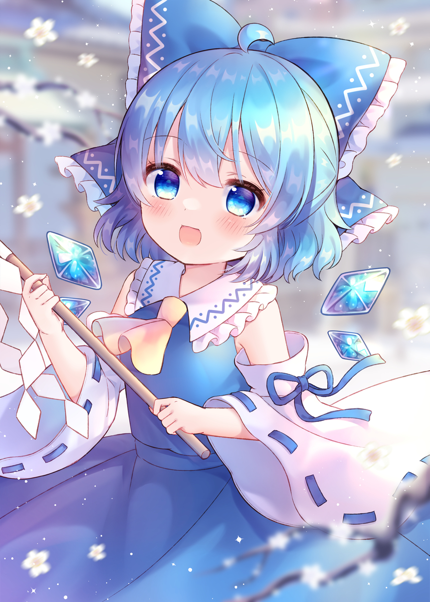 This is a pixiv picture whose title is 巫女チルノ.