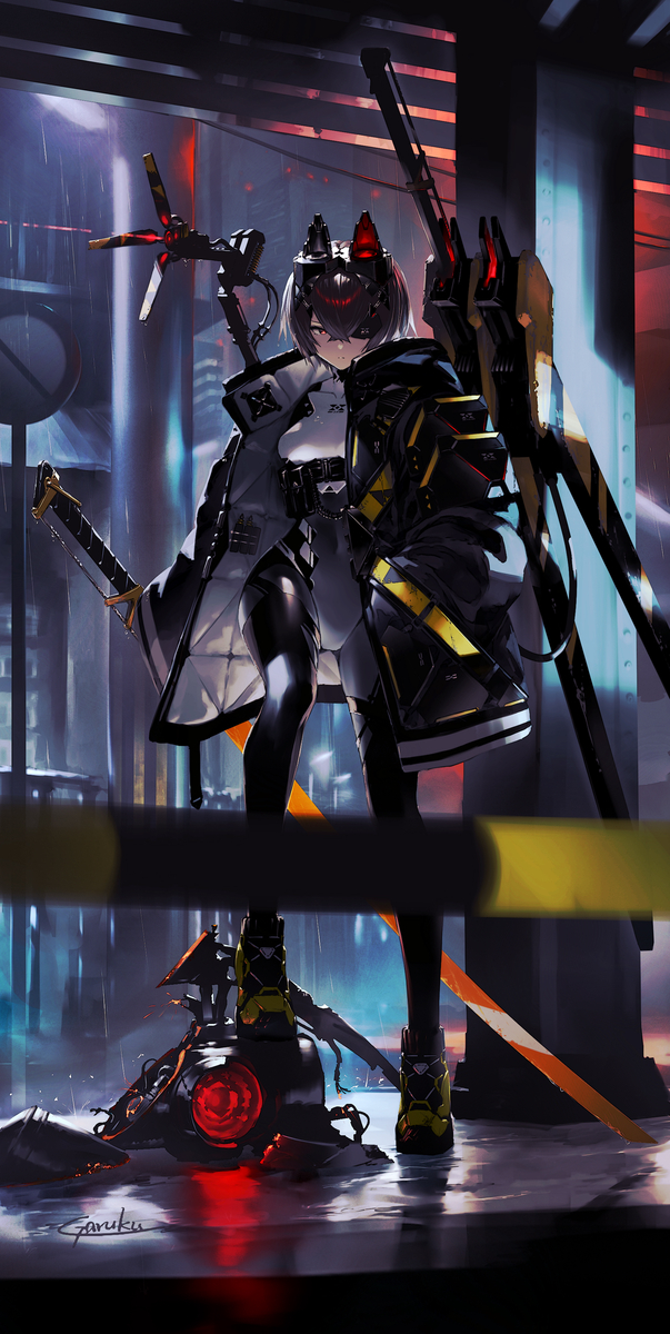 This is a pixiv picture whose title is 遮断機兵.