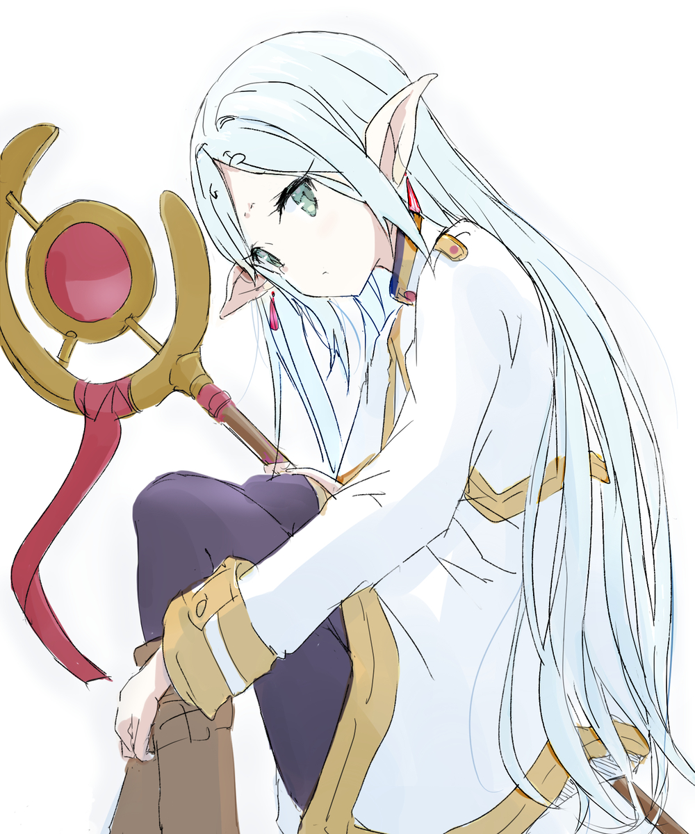 This is a pixiv picture whose title is 髪下ろしフリーレンさん.