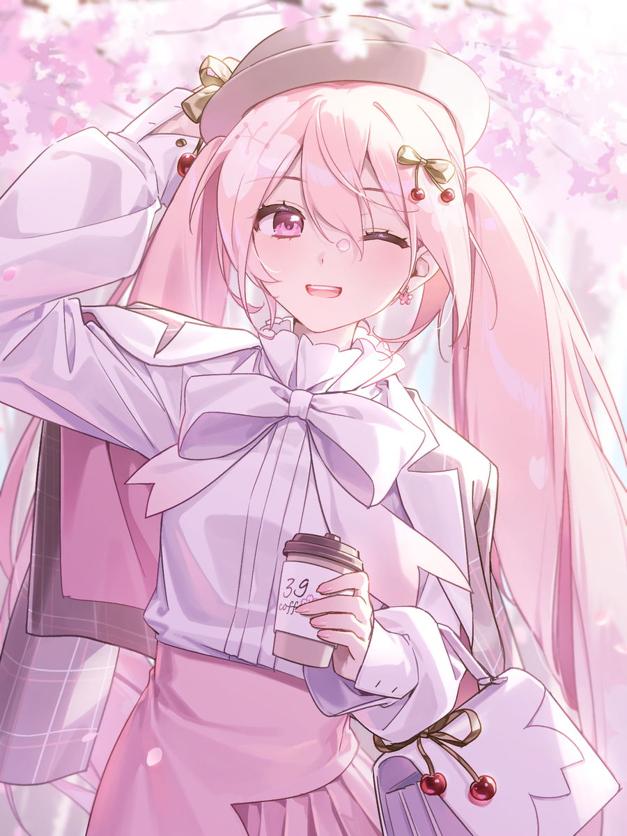 This is a pixiv picture whose title is お花見コーデの桜ミク🌸.