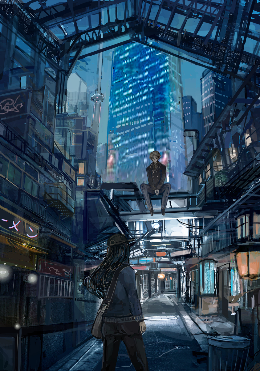 This is a pixiv picture whose title is 裏路地.