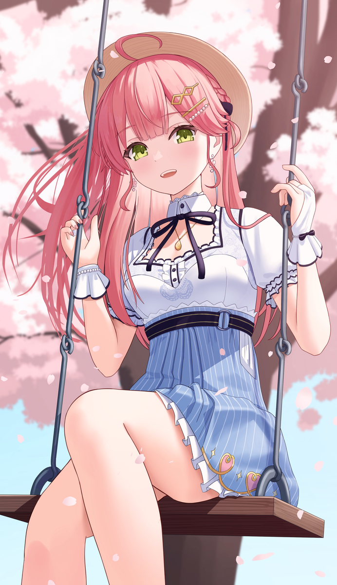 This is a pixiv picture whose title is 桜の木の下で.