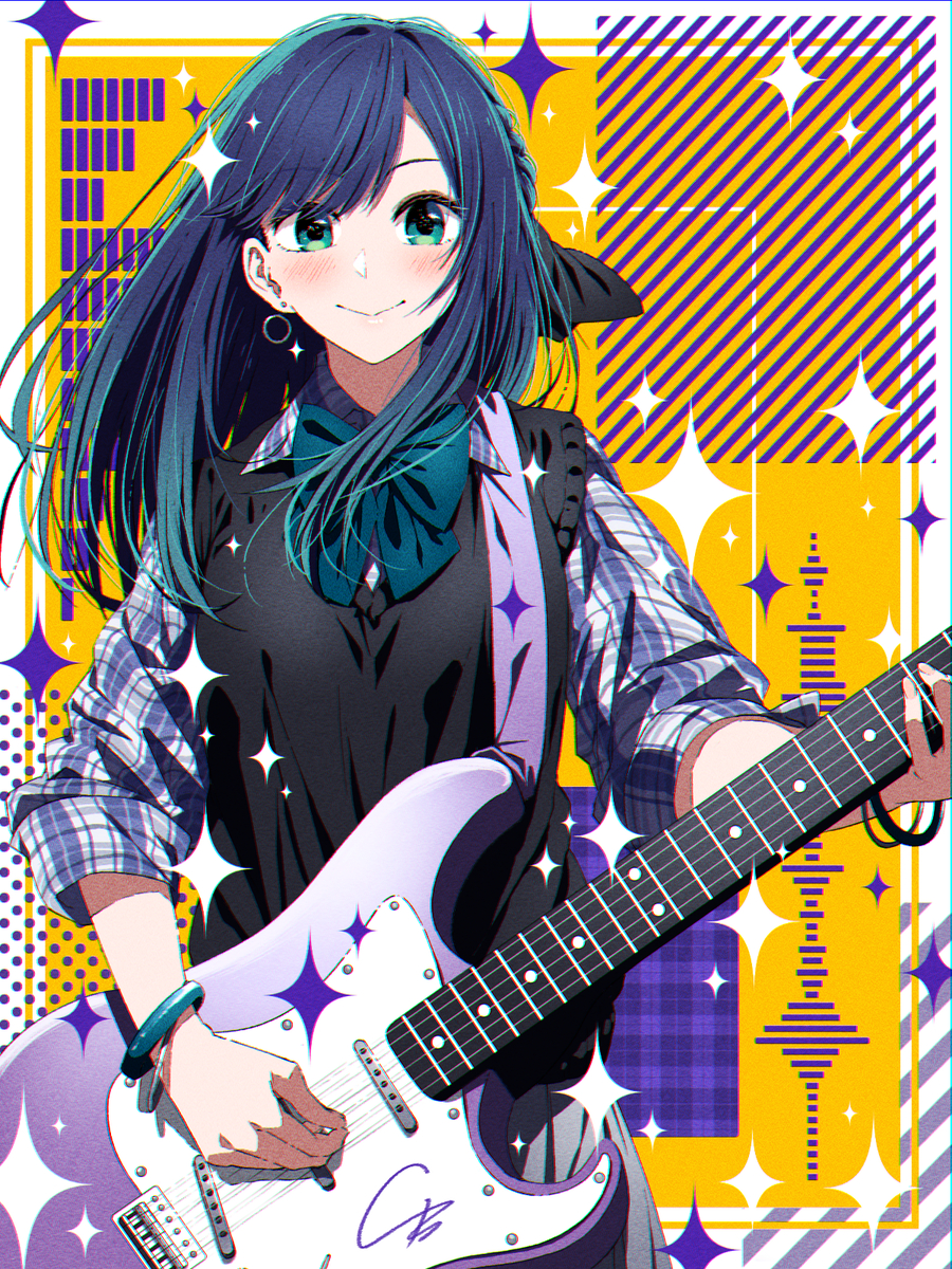 This is a pixiv picture whose title is 『勝手にタワレココラボあかねちゃん✨🎸』.