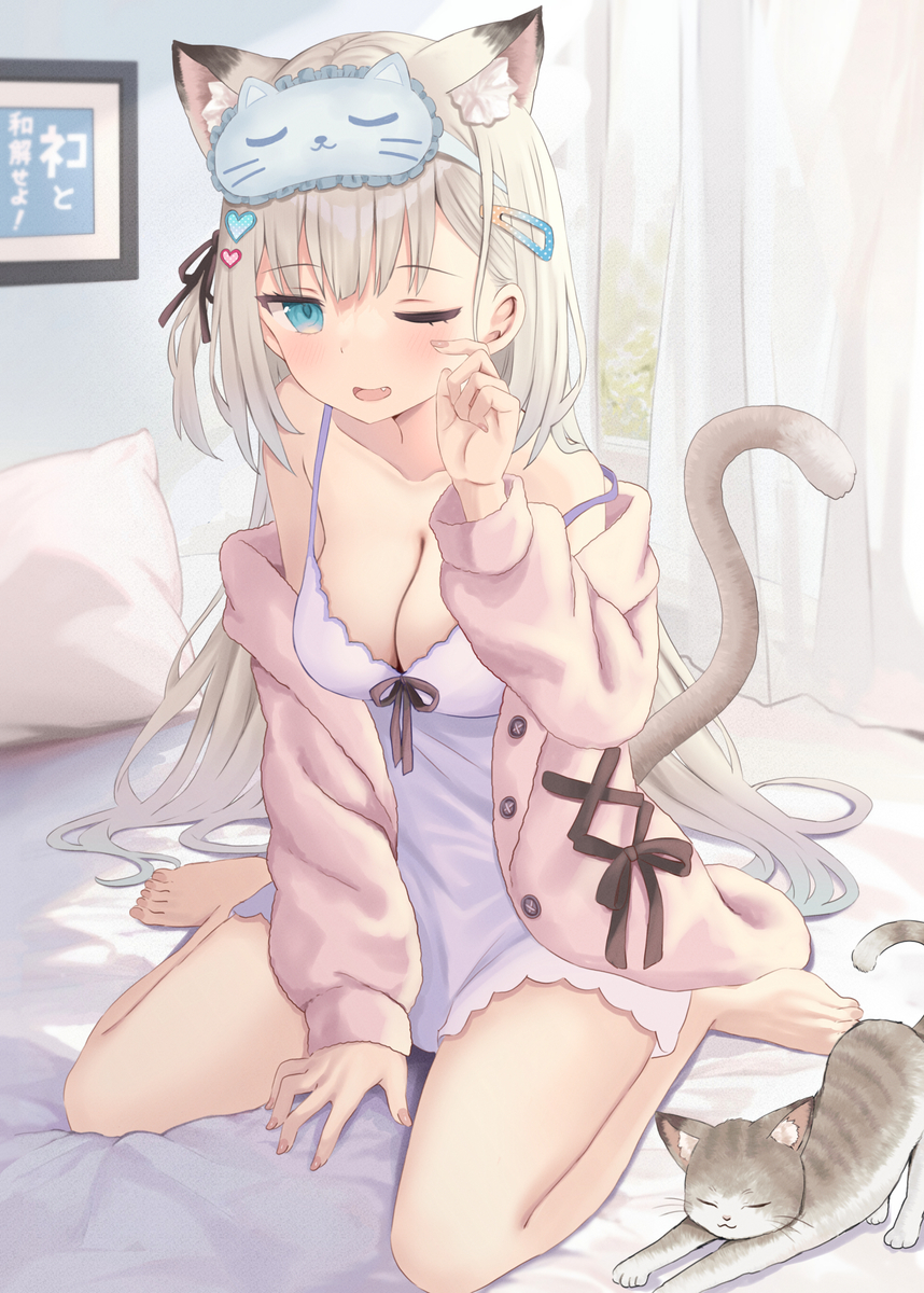 This is a pixiv picture whose title is まだ眠いモカちゃん.