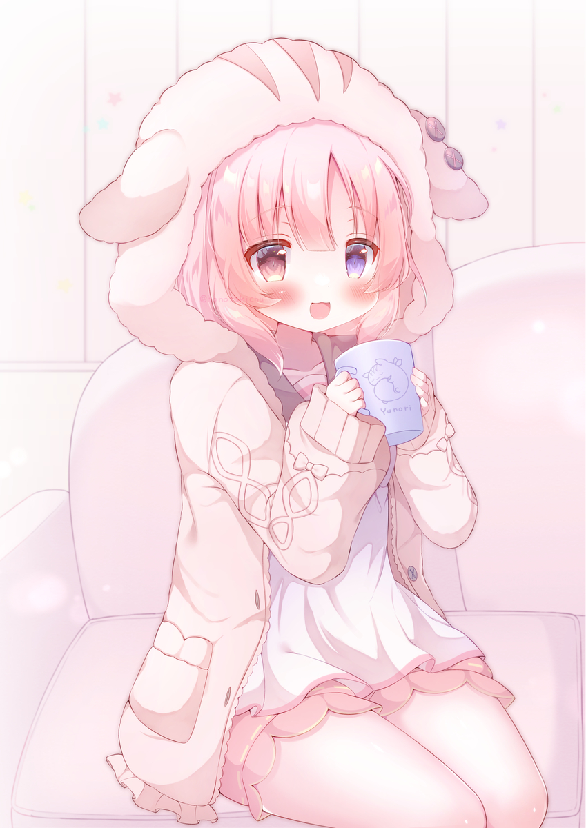 This is a pixiv picture whose title is 部屋着の桃寝ゆのりちゃん🎀.