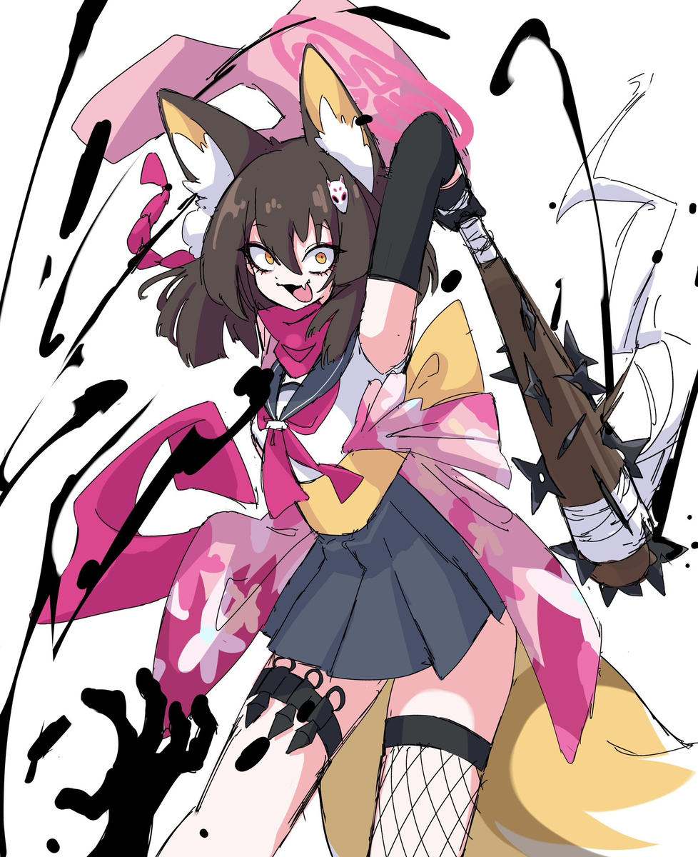 This is a pixiv picture whose title is イズナ流忍法　シュリケンバット.