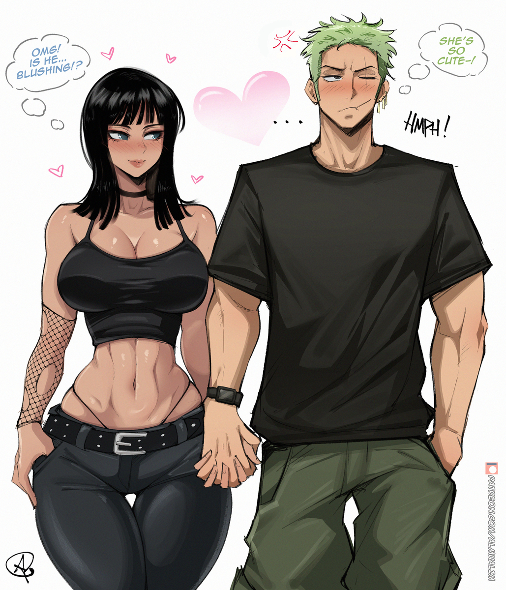 This is a pixiv picture whose title is ニコ・ロビン nico robin x zoro.