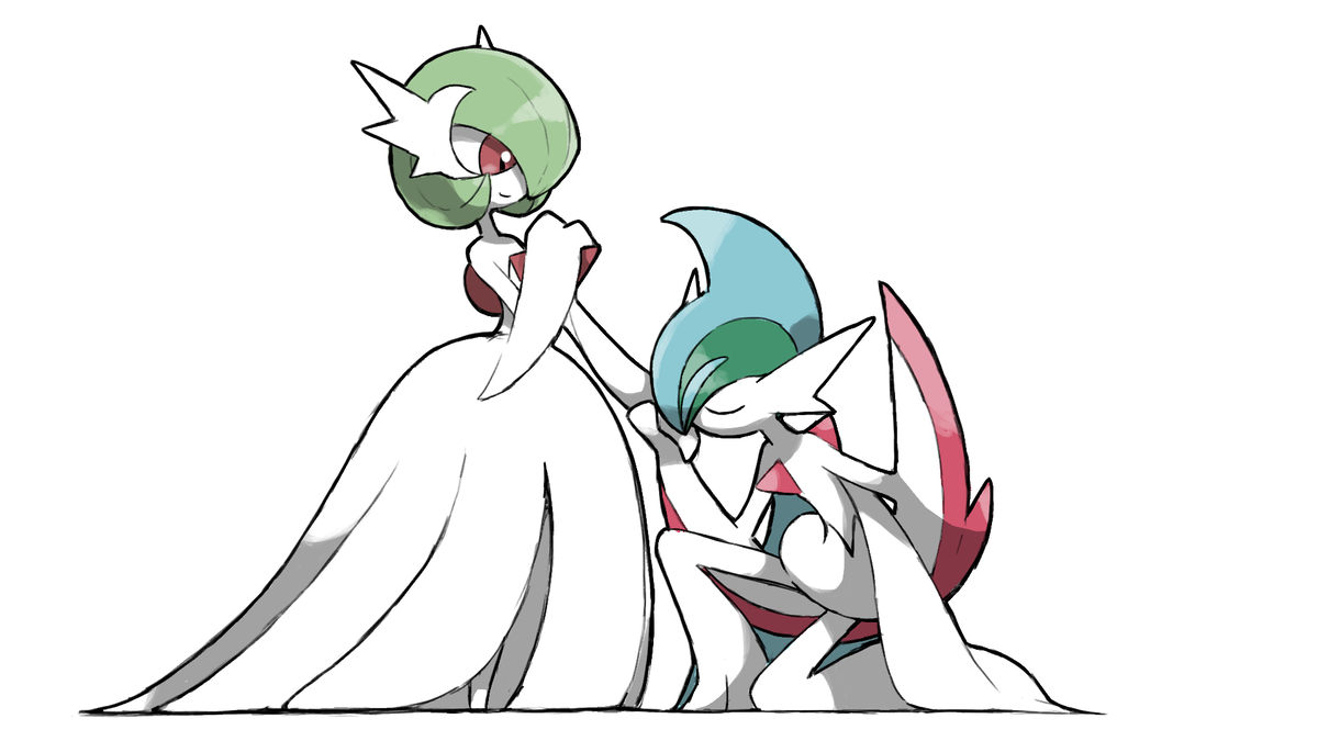 This is a pixiv picture whose title is Gardevoir and Gallade.