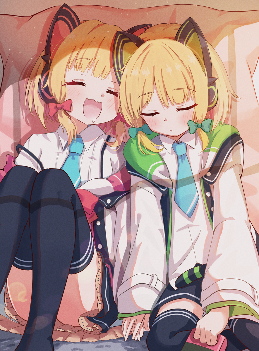 This is a pixiv picture whose title is すやすやモモミド.