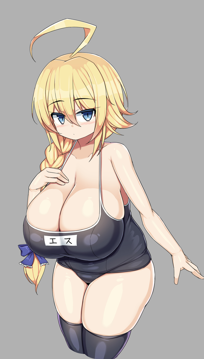This is a pixiv picture whose title is ロリ爆乳スク水Esちゃん.