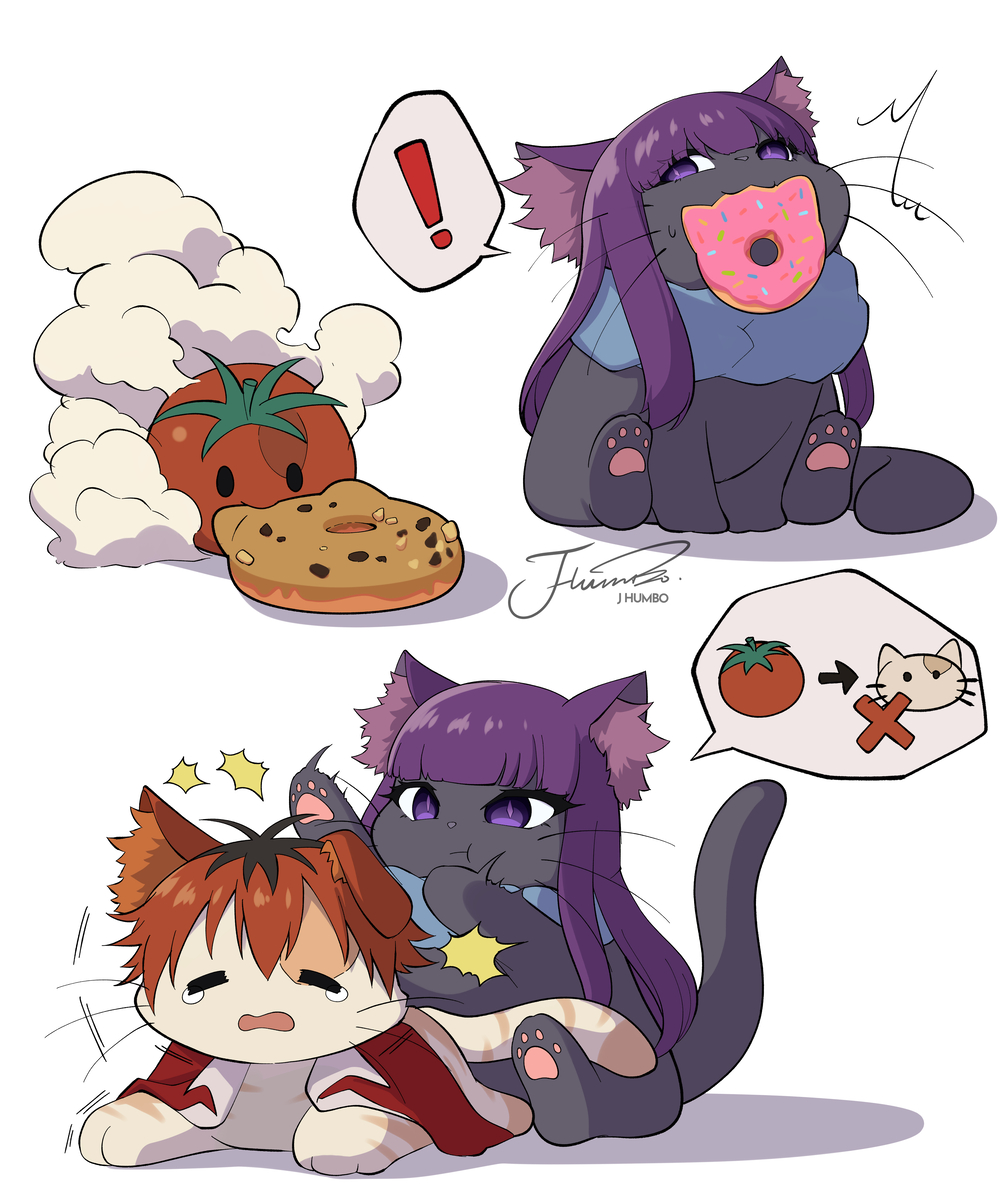 This is a pixiv picture whose title is 🍅🍩🐱🍩もとに戻してください.