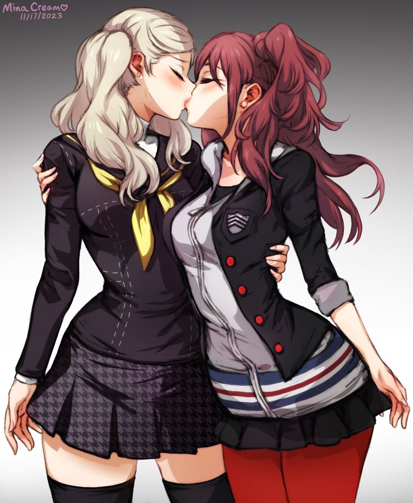 This is a pixiv picture whose title is Ann & Rise Uniform Swap.