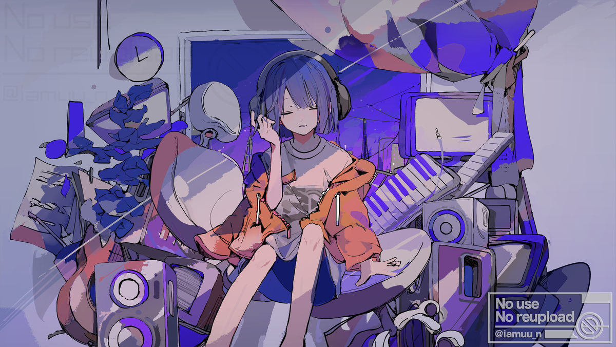 This is a pixiv picture whose title is 『blender』MVイラスト.