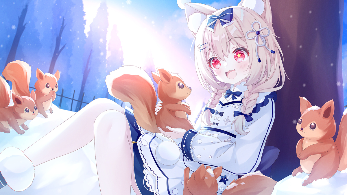 This is a pixiv picture whose title is 【委托】雪景里的可爱小松鼠.