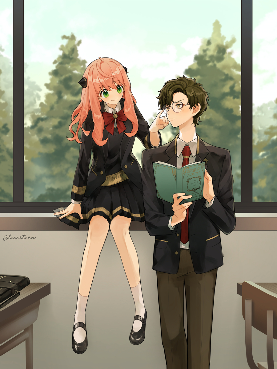 This is a pixiv picture whose title is Damianya Korean High School AU📗💼.