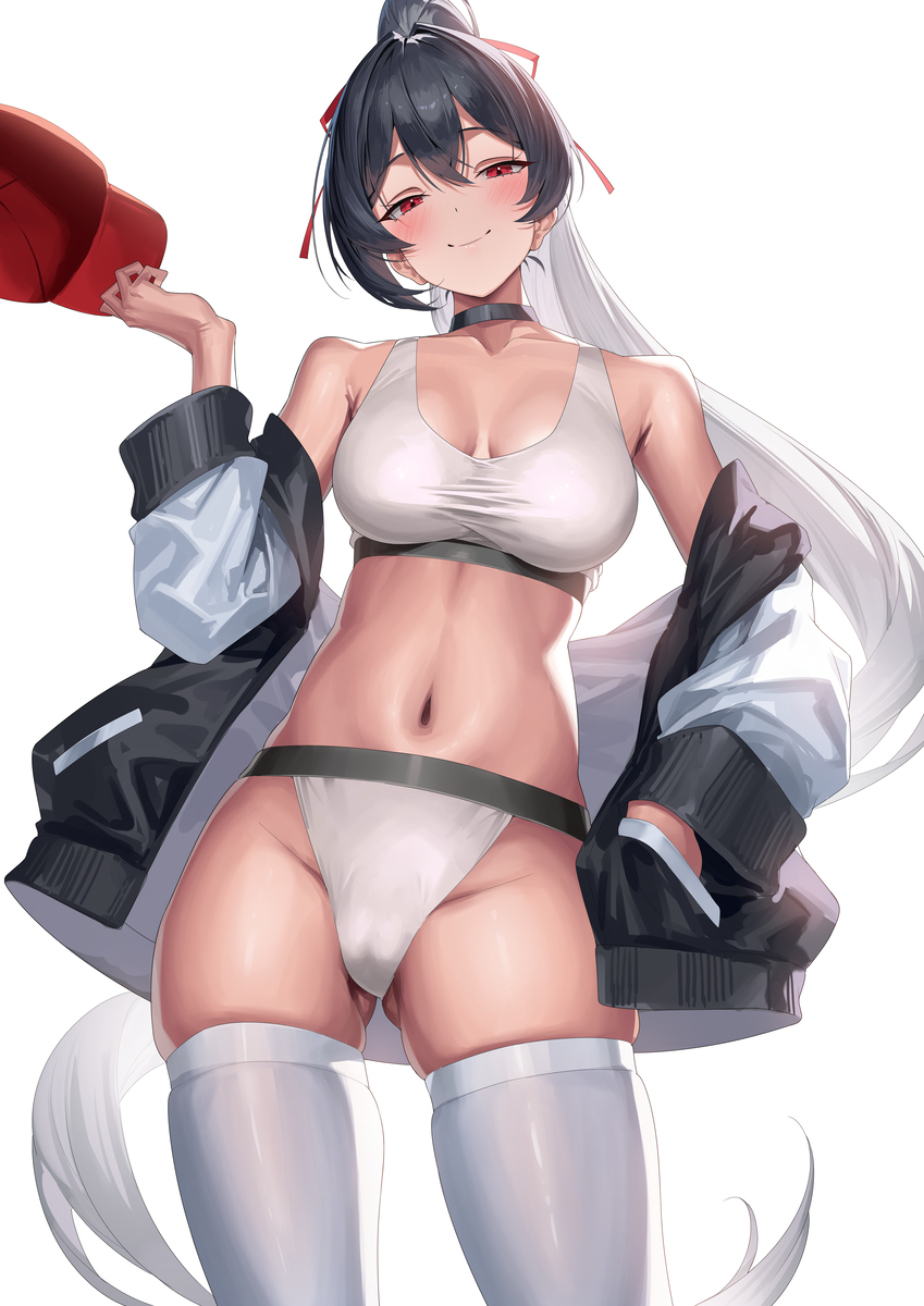 This is a pixiv picture whose title is 黒髪娘　スポーツウェア！！.