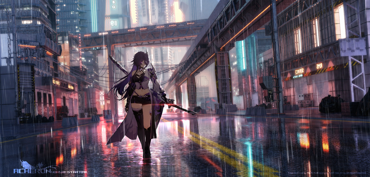 This is a pixiv picture whose title is 『雨』.