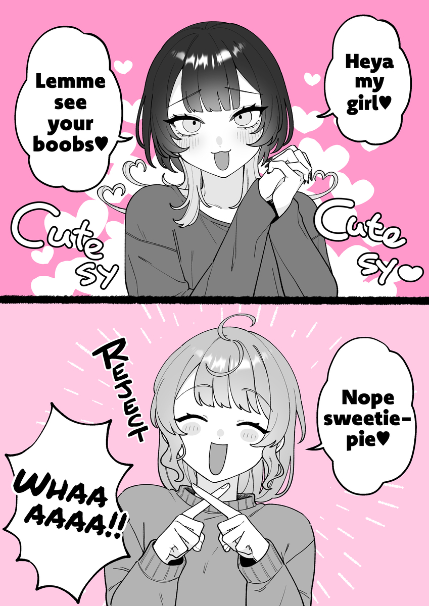 This is a pixiv picture whose title is 【EN】Lemme See Your Boobs.
