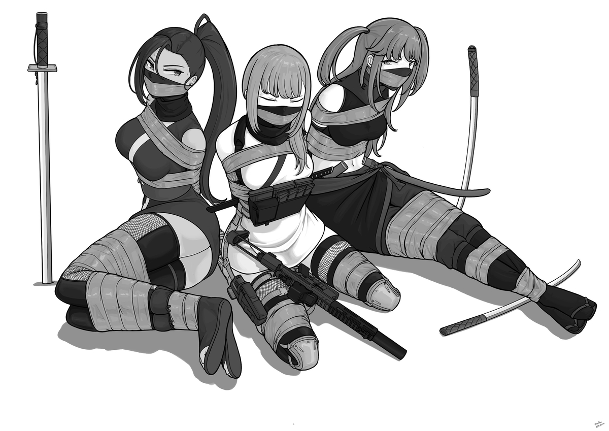 This is a pixiv picture whose title is Kunoichi bondage.