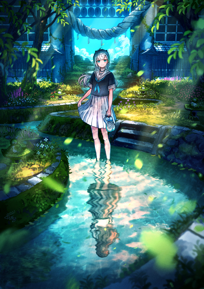 This is a pixiv picture whose title is 「記憶の道」.