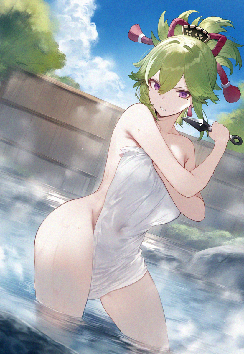 This is a pixiv picture whose title is Kuki Shinobu in Onsen.