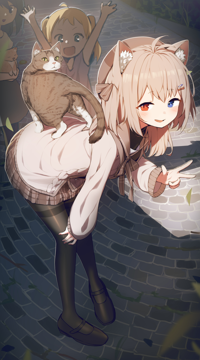 This is a pixiv picture whose title is 近所の猫たち.