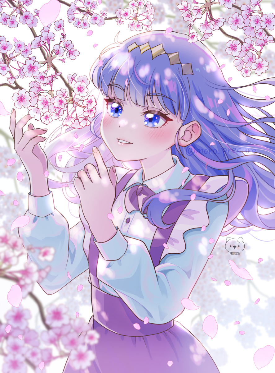 This is a pixiv picture whose title is 桜とあまねちゃん.