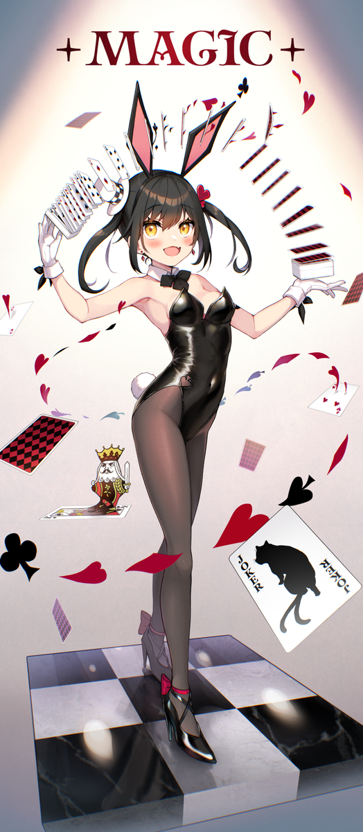 This is a pixiv picture whose title is 🐰❤♣♦♠.