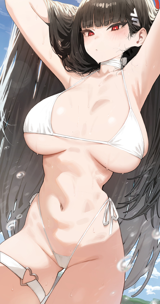 This is a pixiv picture whose title is 🖤👙.