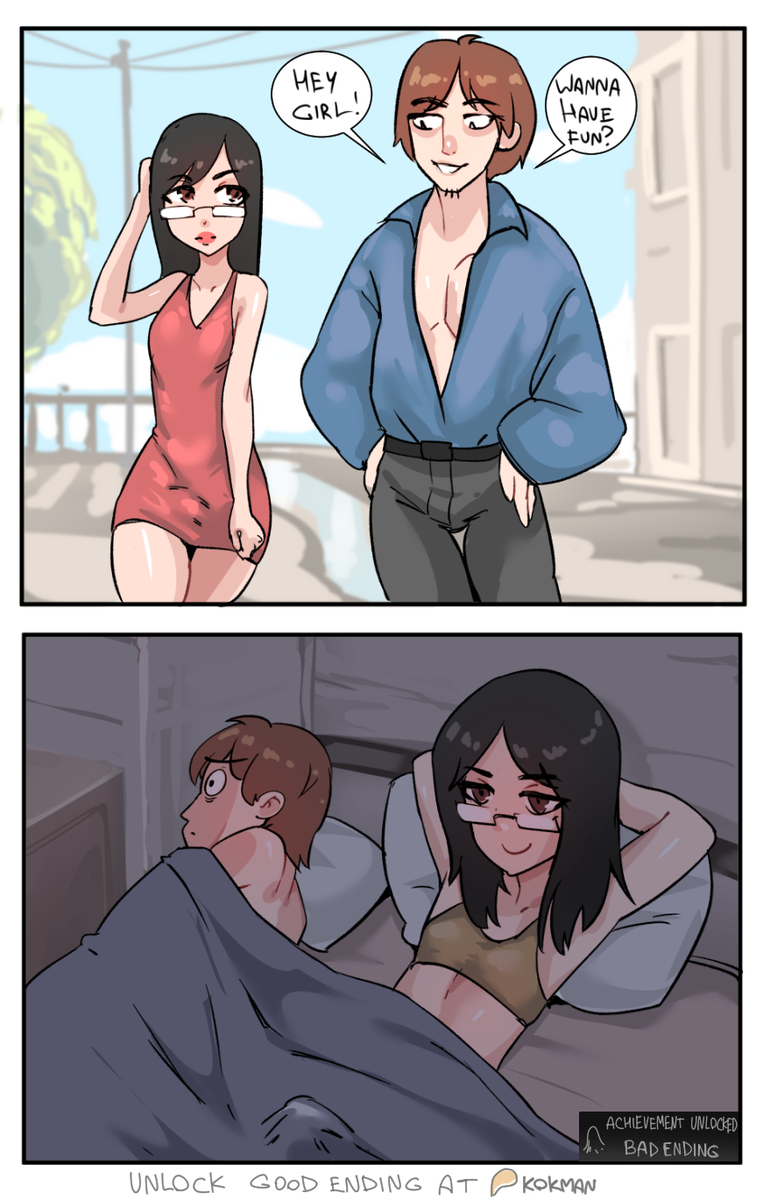 This is a pixiv picture whose title is HEY GIRL bad ending.