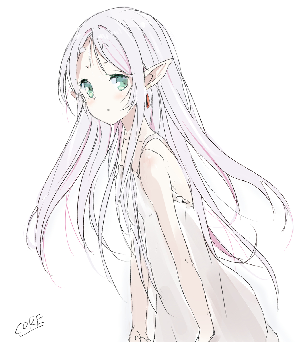This is a pixiv picture whose title is 髪下ろしフリーレンさん.