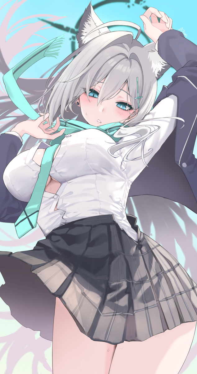 This is a pixiv picture whose title is 「制服ってこんなに小さかったけ...」.