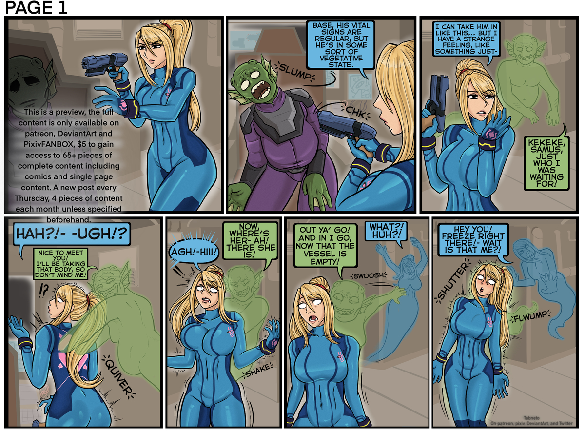 This is a pixiv picture whose title is Samus Possession Comic.