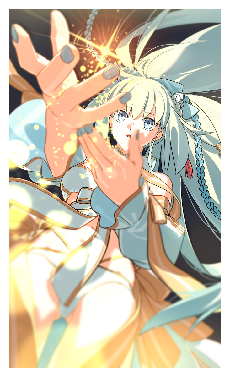 This is a pixiv picture whose title is 原初の瞬き、最果ての極光——.