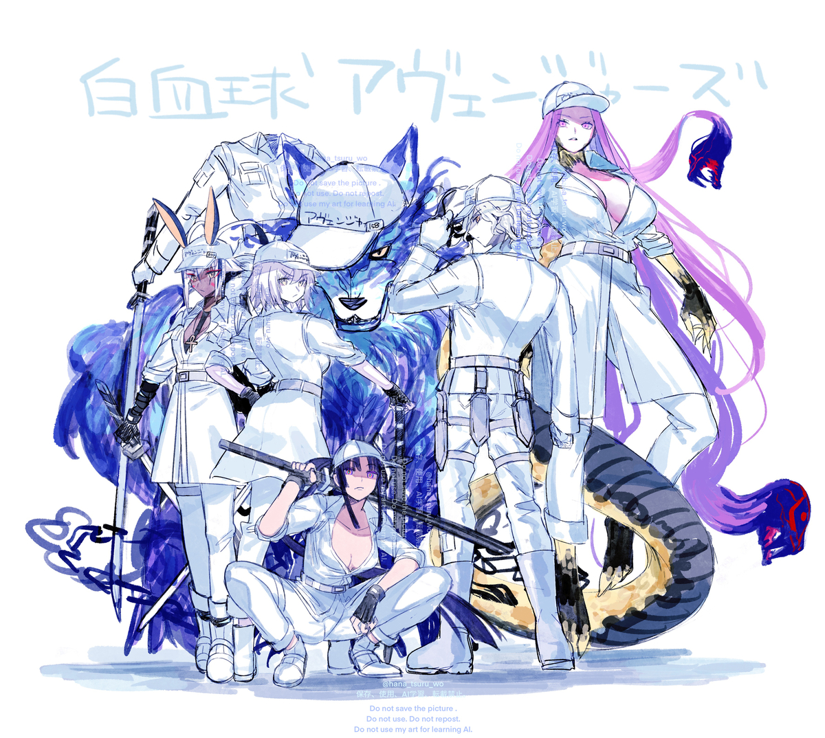 This is a pixiv picture whose title is 【はたらく細胞パロ】白血球アヴェンジャーズ.