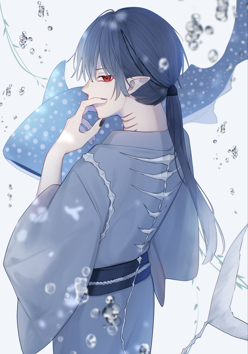 This is a pixiv picture whose title is サメ和男子.