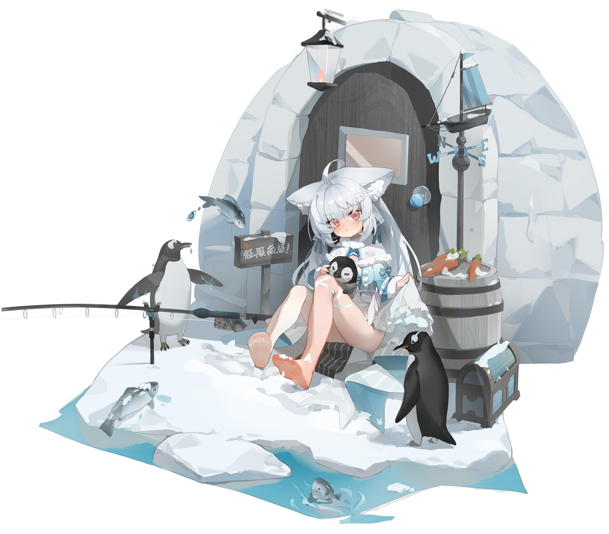 This is a pixiv picture whose title is 【约稿展示】小葵的踩雪小脚丫.