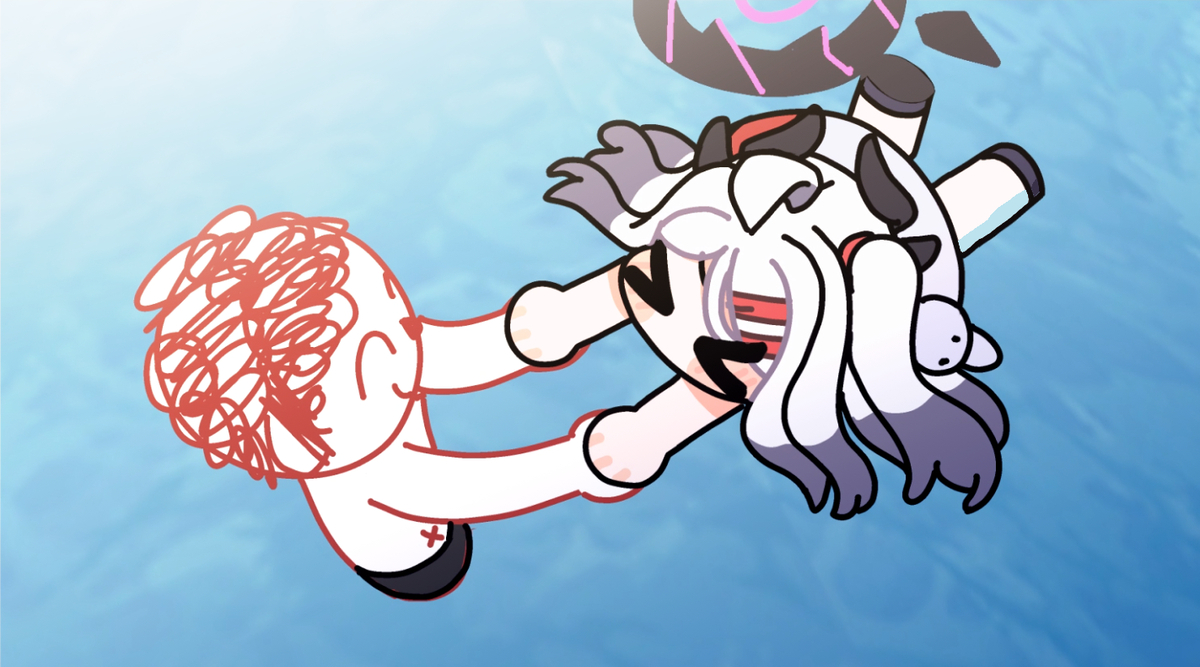 This is a pixiv picture whose title is 내일까지 밈 영상 완성하기.