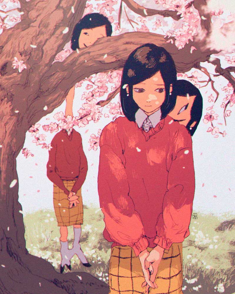 This is a pixiv picture whose title is 花見.
